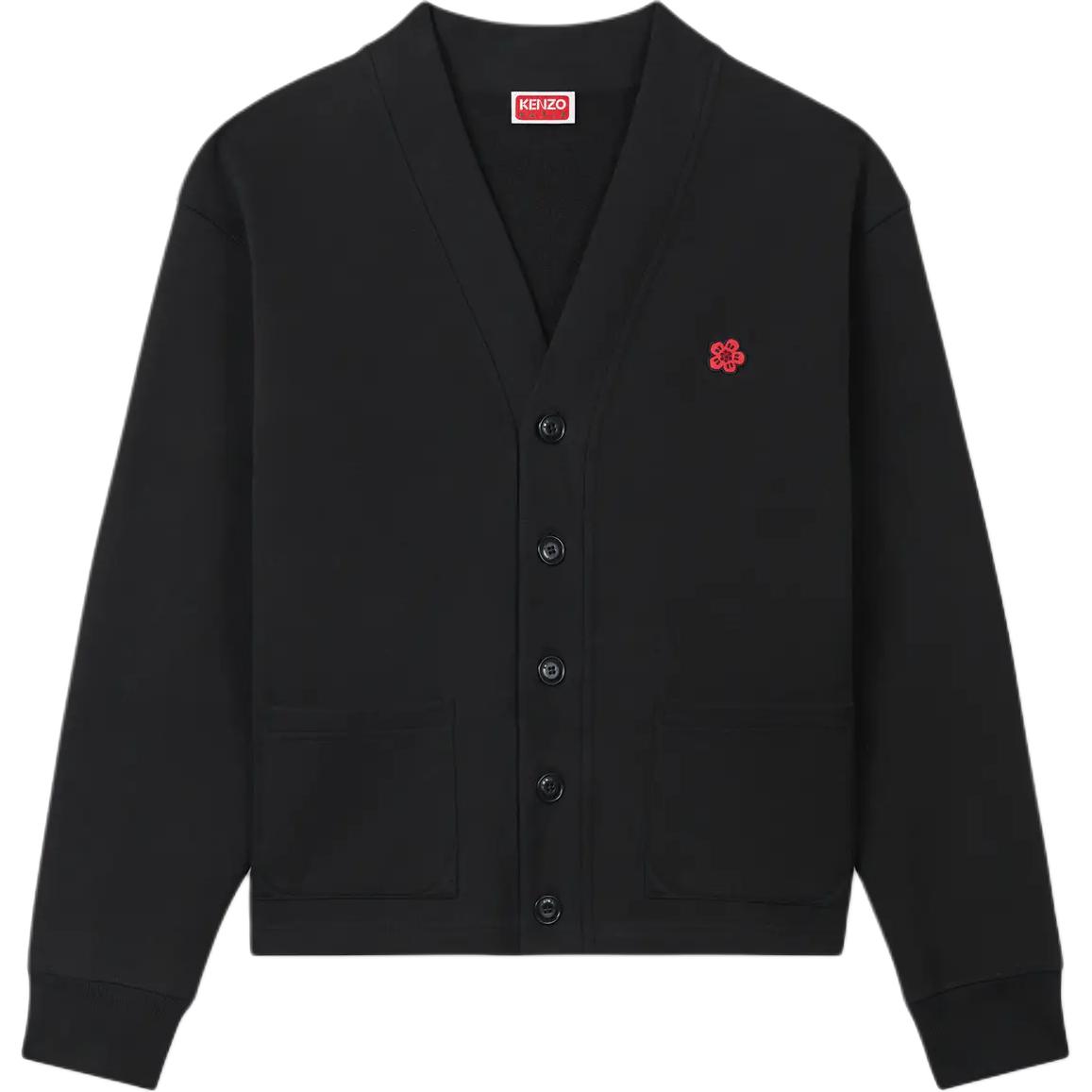 Order ケンゾー FW24 ブラック Vネック ロゴプリント ボタンアップ ニットカーディガン FE65SW2264MT-99J