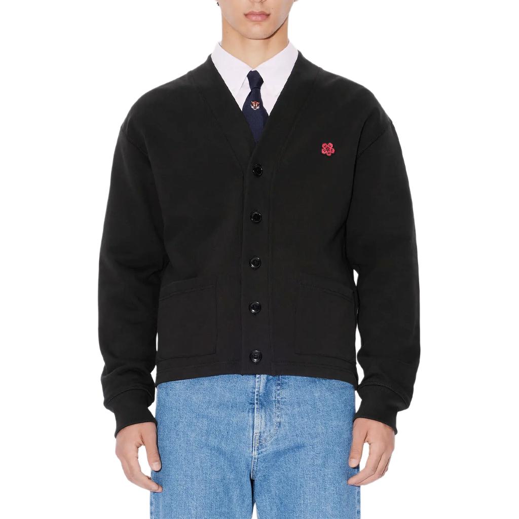 Purchase ケンゾー FW24 ブラック Vネック ロゴプリント ボタンアップ ニットカーディガン FE65SW2264MT-99J
