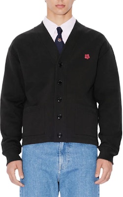 ケンゾー FW24 ブラック Vネック ロゴプリント ボタンアップ ニットカーディガン FE65SW2264MT-99J Purchase ケンゾー FW24 ブラック Vネック ロゴプリント ボタンアップ ニットカーディガン FE65SW2264MT-99J