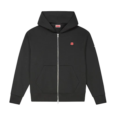 KENZO FW24 Logo Embroidered Zip Hoodie Black FE65SW2254MF-99J