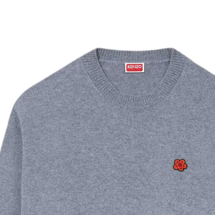 KENZO FW24 Logo Floral Applique Crewneck Sweater Misty Gray -  Long Sleeve FE65PU4843LC-96 圖 4