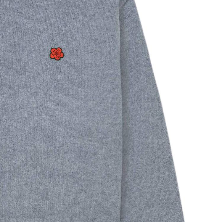 KENZO FW24 Logo Floral Applique Crewneck Sweater Misty Gray -  Long Sleeve FE65PU4843LC-96 圖 7