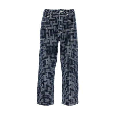 KENZO FW24 Logo Patch Jeans with Zipper Pockets Multicolor Men’s. FE65DP4086J2-DD