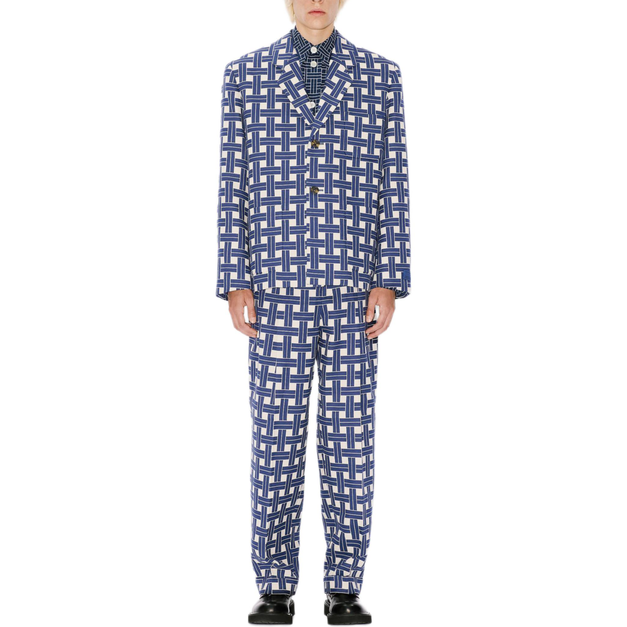 KENZO FW24 Pleated Button Mid-Rise Straight Pants  Navy Blue. FE65PA3789JU-77 圖 4