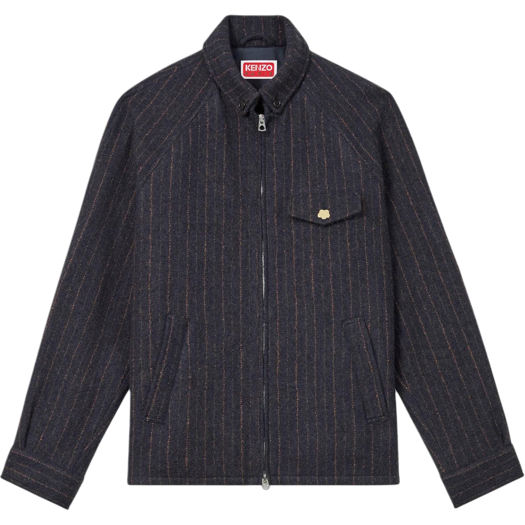 KENZO FW24 Striped Zip-Up Collared Jacket Blue FE65BL2089GM-79