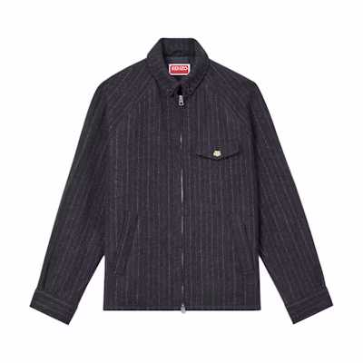 KENZO FW24 Striped Zip-Up Collared Jacket Blue FE65BL2089GM-79