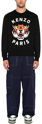 KENZO FW24 老虎標誌刺繡寬鬆版黑色男款衛衣 PFE68SW1064MF-99J Lookbook KENZO FW24 老虎標誌刺繡寬鬆版黑色男款衛衣 PFE68SW1064MF-99J