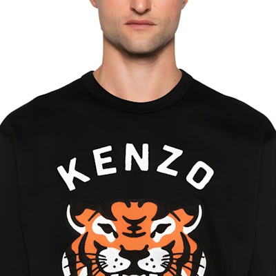 KENZO FW24 老虎標誌刺繡寬鬆版黑色男款衛衣 PFE68SW1064MF-99J Details for KENZO FW24 老虎標誌刺繡寬鬆版黑色男款衛衣 PFE68SW1064MF-99J