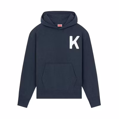 KENZO Genderless Midnight Blue Letter Print Hooded Sweatshirt FE58SW0114MF-77