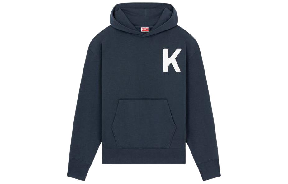 Order KENZO Genderless Midnight Blue Letter Print Hooded Sweatshirt FE58SW0114MF-77