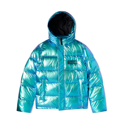 KENZO Glossy Hooded Zip-Up Puffer Jacket Green Mens F965BL6261NZ-68