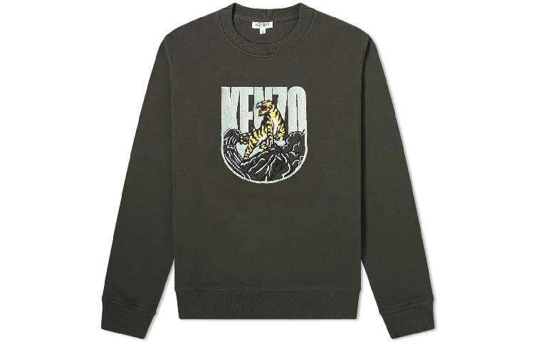 KENZO Golden Tiger Logo Crewneck Sweatshirt Military Green () F965SW1254X6-51