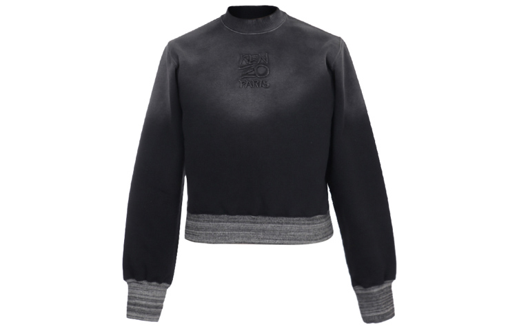 KENZO Gradient Logo Embroidered Crewneck Sweatshirt Black () FA55SW5104MS-99