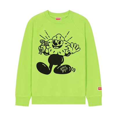 KENZO Graphic Logo Print Green Crewneck Sweatshirt FD55SW4904MF-59