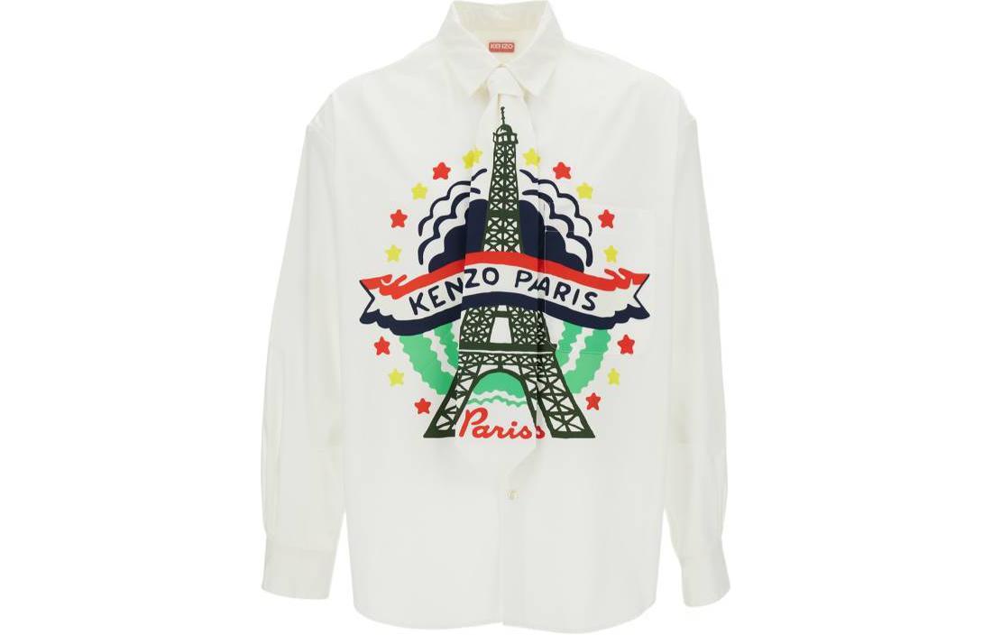 KENZO Graphic Print Button-Up Long Sleeve Shirt Men’s White FE55CH4219P6-01 圖 2
