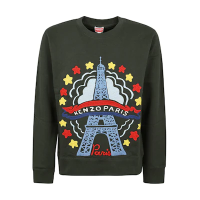 KENZO Graphic Print Crewneck Pullover Sweatshirt Men’s Dark Khaki FE55SW1684MF-51