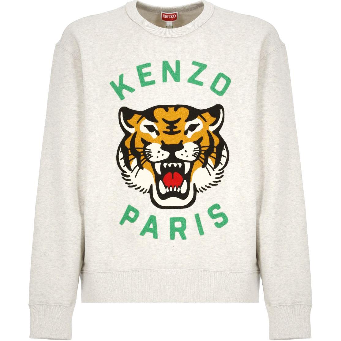 KENZO Graphic Print Crewneck Sweatshirt  Grey Long Sleeve. FE68SW1064MF-93A