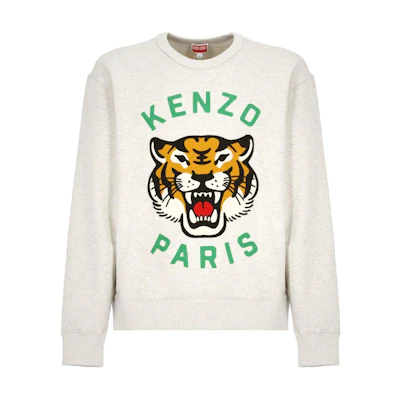 KENZO Graphic Print Crewneck Sweatshirt Grey Long Sleeve. FE68SW1064MF-93A