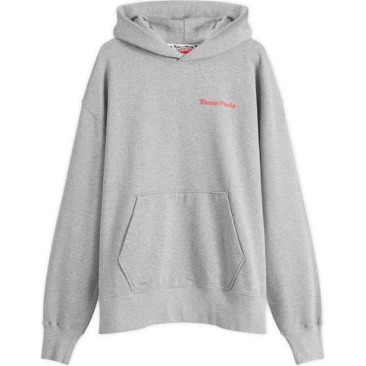 KENZO Gray Pullover Hoodie with Logo Design FF58SW2404MF-94