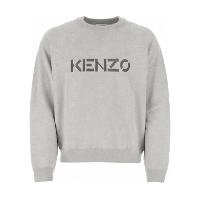 KENZO Gray Wool Knit Sweater with Logo English Print Crewneck. FB65PU6333LB-93