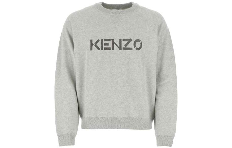 Order KENZO 灰色羊毛針織 Logo 印花圓領毛衣。 FB65PU6333LB-93