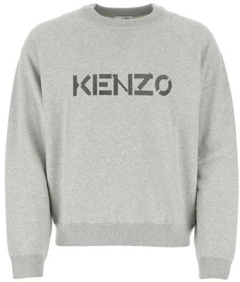KENZO 灰色羊毛針織 Logo 印花圓領毛衣。 FB65PU6333LB-93 Order KENZO 灰色羊毛針織 Logo 印花圓領毛衣。 FB65PU6333LB-93