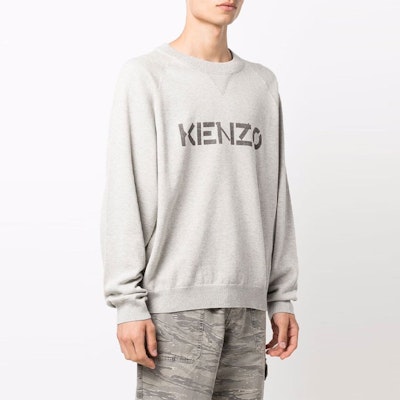 KENZO 灰色羊毛針織 Logo 印花圓領毛衣。 FB65PU6333LB-93 Purchase KENZO 灰色羊毛針織 Logo 印花圓領毛衣。 FB65PU6333LB-93