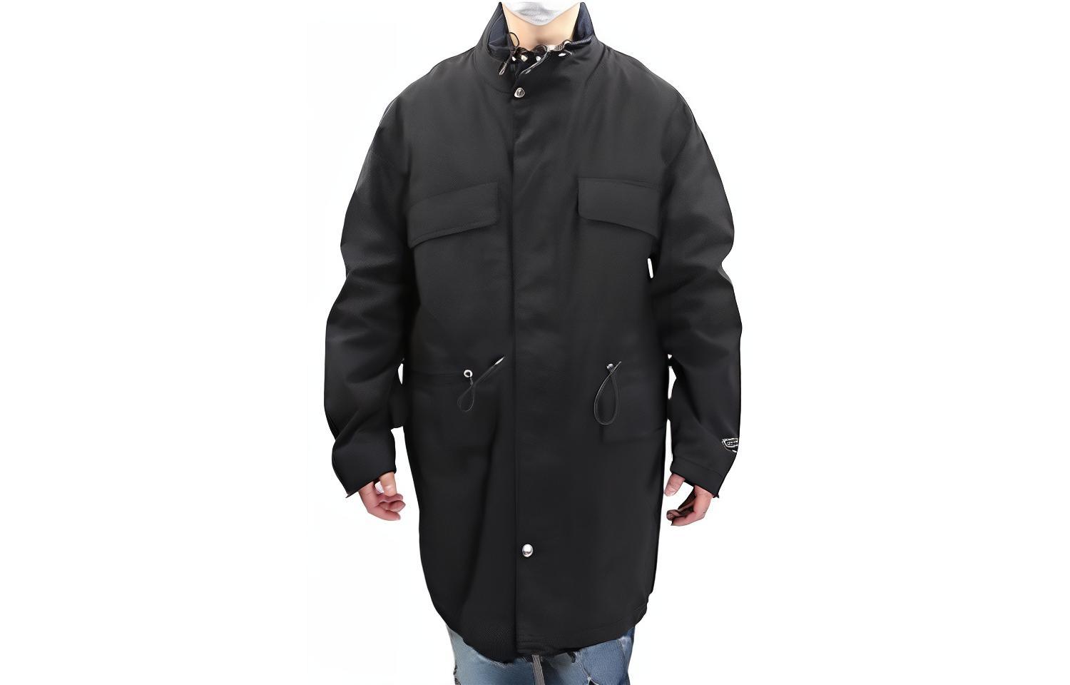 KENZO Gray Zip-Up Long Sleeve Jacket with Drawstring and Pockets F965OU3481NL-99