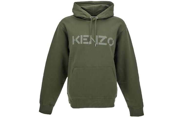 KENZO Green Hoodie with English Logo Print FB65SW3004ML-51