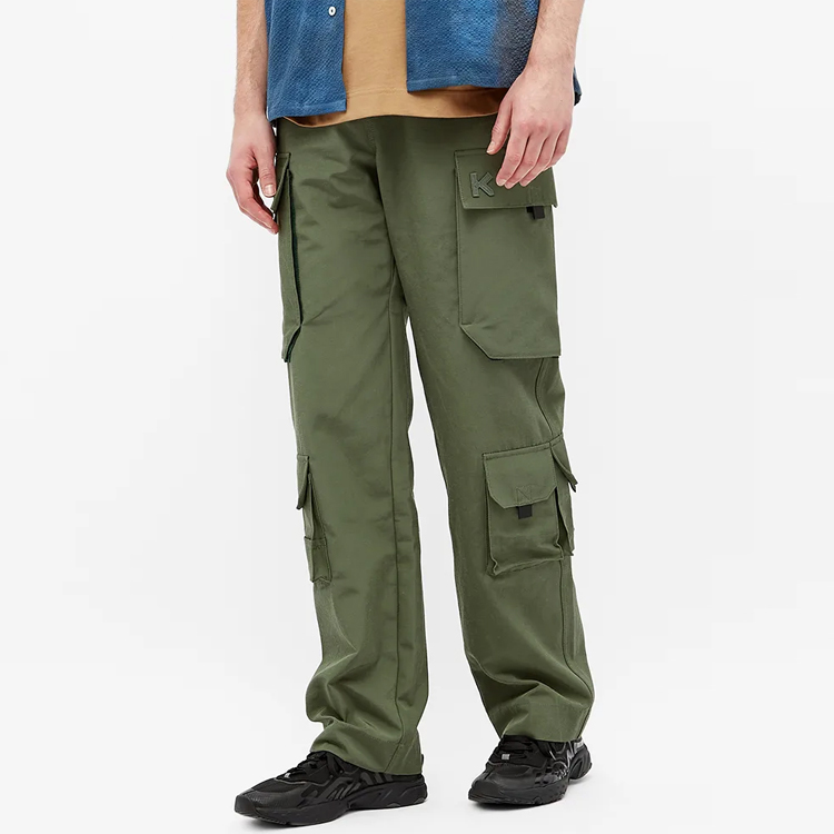 Shop KENZO Green Multi-Pocket Casual Trousers FA65PA2351NA-54