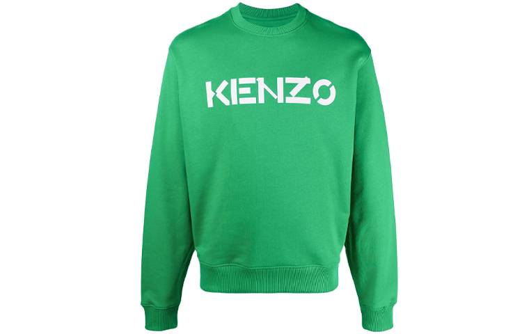 KENZO Green Pullover Sweatshirt with Logo Print FA65SW0004MD-56