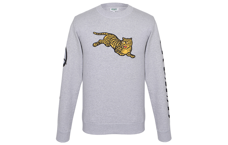 KENZO Grey Crewneck Sweatshirt with Jumping Tiger Design F86-5SW090-4XL-94