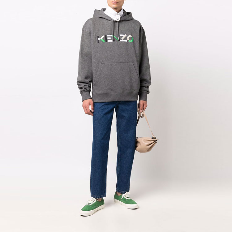 Lookbook Kenzo Hoodie Abu-Abu dengan Logo Print FB55SW5394MO-96