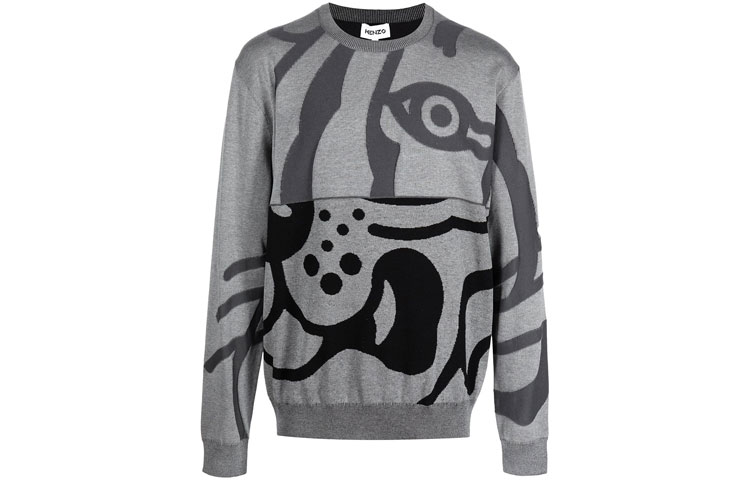 Order KENZO Grey Printed Crewneck Pullover Sweatshirt Casual Style FB65PU6403TC-93