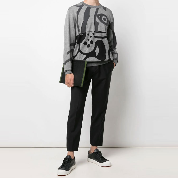 Lookbook KENZO Grey Printed Crewneck Pullover Sweatshirt Casual Style FB65PU6403TC-93