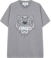 KENZO Grey Short Sleeve T-Shirt with Tiger Head Print. FB65TS0204YA-95 KENZO Grey Short Sleeve T-Shirt with Tiger Head Print. FB65TS0204YA-95