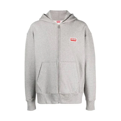 KENZO Grey Solid Color Zip-Up Hoodie FD65SW1004ME-94