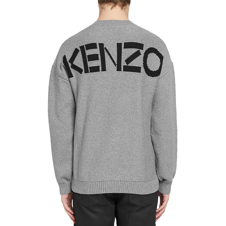 Shop KENZO Kelabu Crewneck Lengan Panjang Pullover Sweater Rajutan Lelaki. F965PU2043BA-93