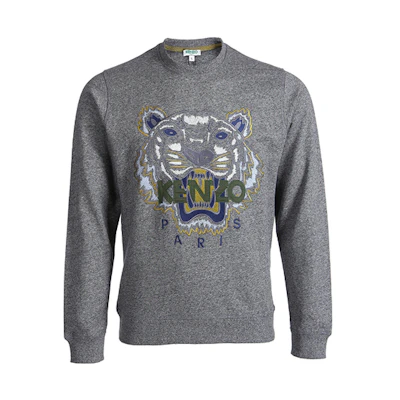 Kenzo Grey Tiger Head Sweatshirt Grey Yellow Accents F765SW0014XC-98