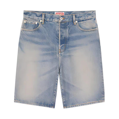 KENZO Himawari SS23 Washed Blue Denim Shorts. FD55DS3366A4-DY