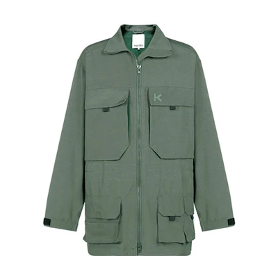 KENZO K Patch Embroidered Oversized Military Jacket Deep Green FA65OU3051NA-54