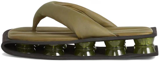 Kenzo KENZO 'Kenzori Quilted Leather Slides Military Green' FB55MU030L51-48 Kenzo KENZO 'Kenzori Quilted Leather Slides Military Green' FB55MU030L51-48