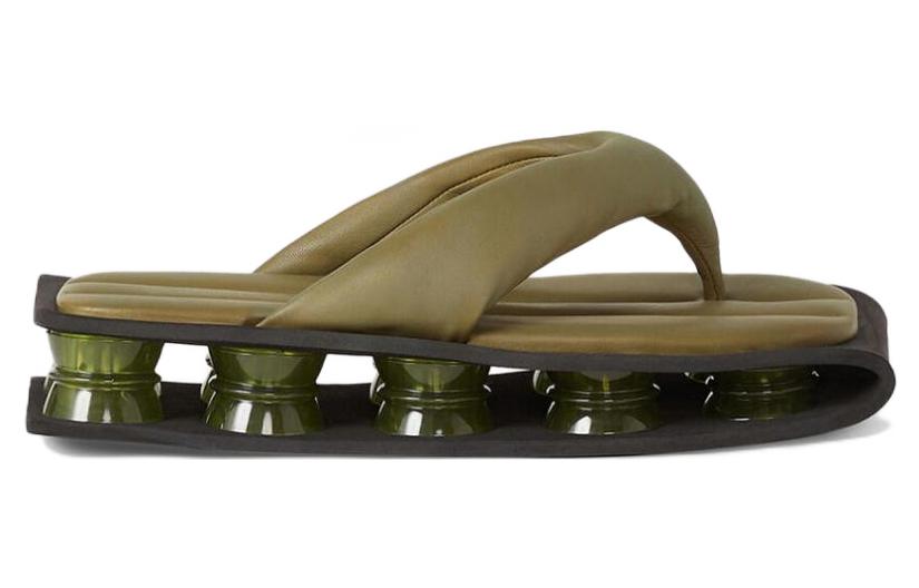 Order Kenzo Kenzori Gewatteerde Leren Slides Legergroen FB55MU030L51-48