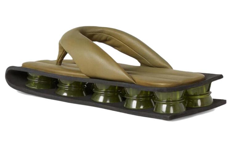 Shop Kenzo Kenzori Gewatteerde Leren Slides Legergroen FB55MU030L51-48