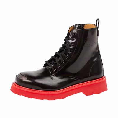 Kenzo Kenzosmile Leather Fashion Strap Ankle Boots 'Black Red'