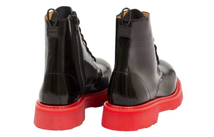 Kenzo Kenzosmile Leather Fashion Strap Ankle Boots 'Black Red' 圖 3