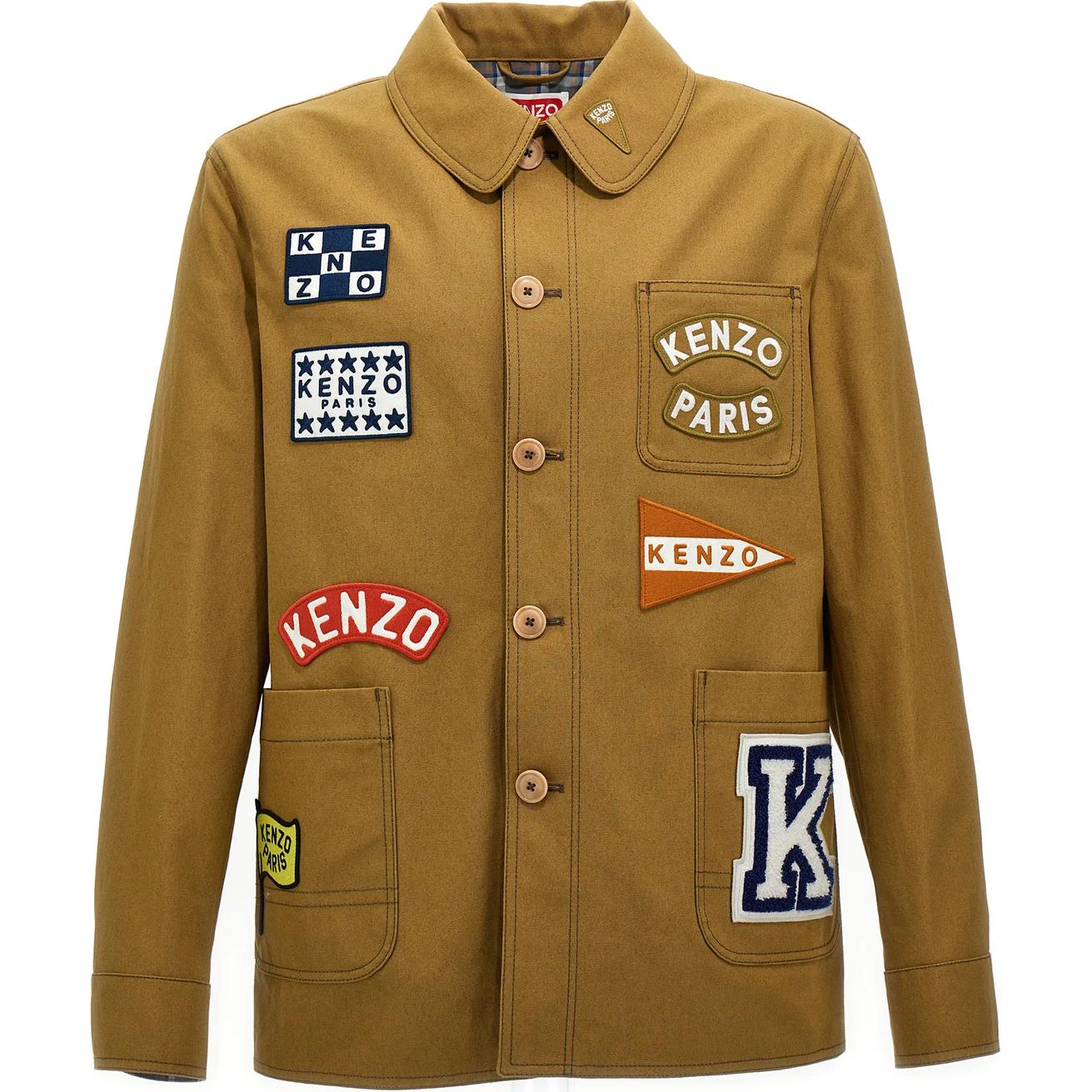 KENZO Khaki Graphic Print Workwear Long-Sleeve Jacket FD55VE2239RT-87