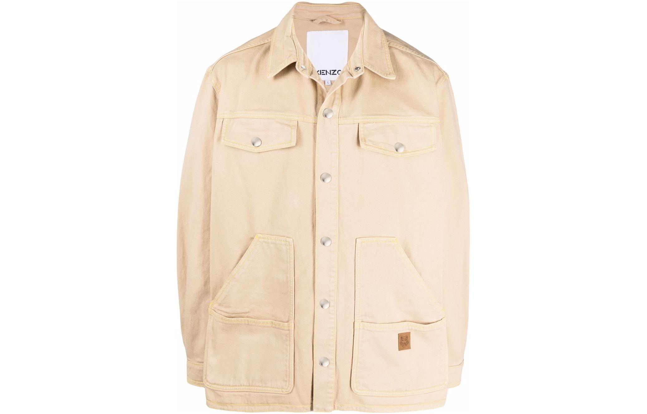 KENZO Khaki Single-Breasted Solid Long-Sleeve Jacket FC55DV2109CY-12