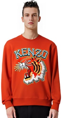 KENZO Kids Embroidered Animal Crewneck Sweatshirt Orange Red - Boys FD65SW0494MF-21 Details for KENZO Kids Embroidered Animal Crewneck Sweatshirt Orange Red - Boys FD65SW0494MF-21