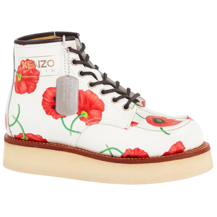 Order Kenzo Leather Floral Lace-Up Boots 'White' FC65BT701L71.01